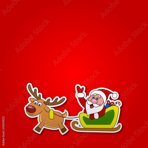 Vector: paper cut of Santa drives his sleigh paper cut of Santa drives his sleigh