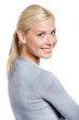 Portrait of young smiley  female, isolated on white