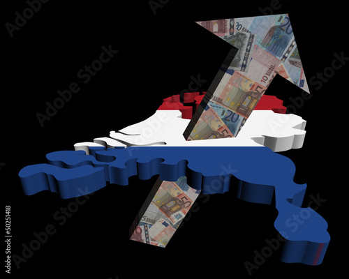 Illustration: European Euros arrow and Netherlands map flag illustration European Euros arrow and Netherlands map flag illustration