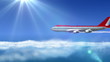 animated intro with airplane flying over clouds with sun