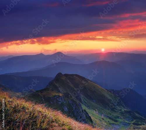 Photo: Beautiful sunrise in the mountains Beautiful sunrise in the mountains