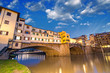 Florence, Italy. Wonderful sunset above Magnificent Ponte Vecchi