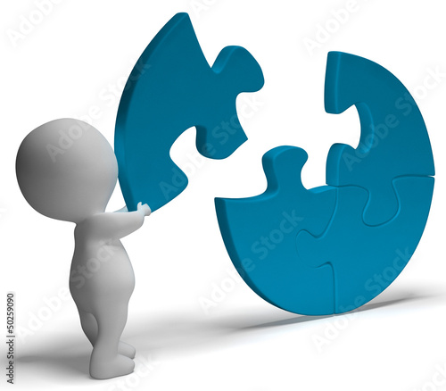 Illustration: Completing Jigsaw Shows Solution Completing Or Achievement Completing Jigsaw Shows Solution Completing Or Achievement