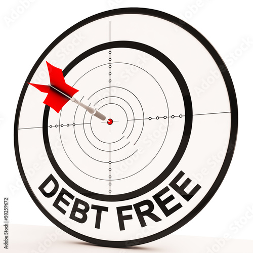 Illustration: Debt Free Target Shows Economic Financial Success Debt Free Target Shows Economic Financial Success