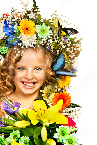 Photo: Little girl with flower hairstyle. Little girl with flower hairstyle.