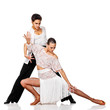 Sensual couple dancing salsa. Latino dancers in action. Isolated