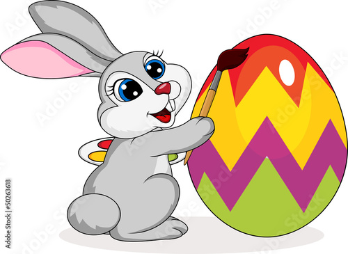 Vector: Cute rabbit painting an Easter egg Cute rabbit painting an Easter egg