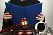 Judge read verdict on grey background