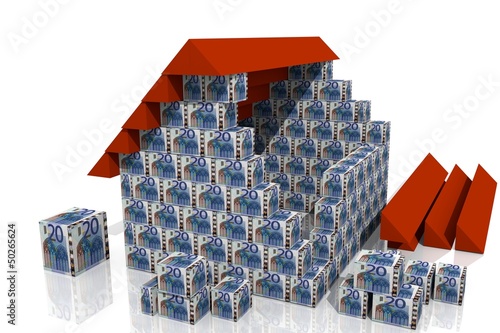 Illustration: Haus aus 20 Euroschein Haus aus 20 Euroschein