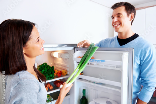 Photo: healthy fridge couple healthy fridge couple