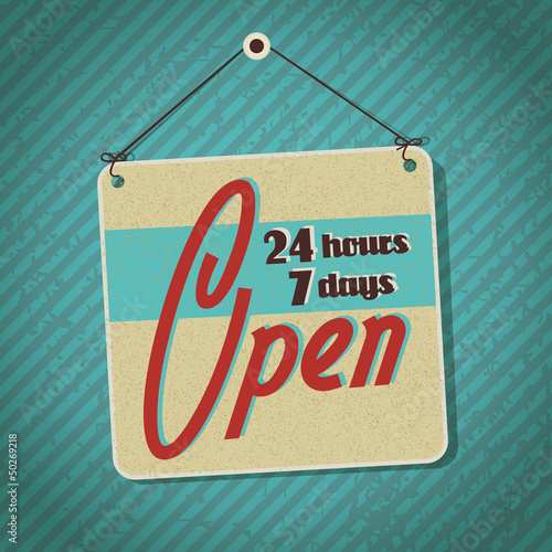 Vector: vintage sign with word open vintage sign with word open