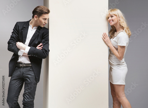 Photo: Soft flirt between attractive couple Soft flirt between attractive couple