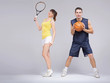 Athletic couple during the training