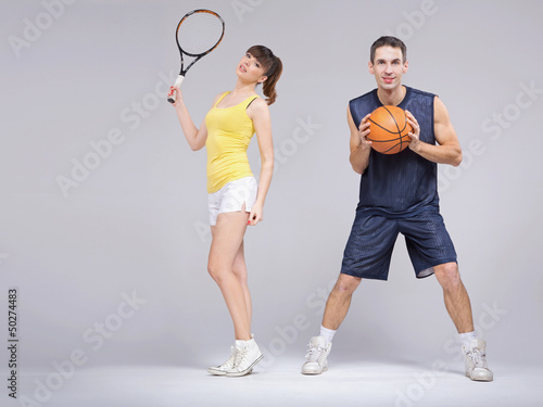Photo: Athletic couple during the training Athletic couple during the training