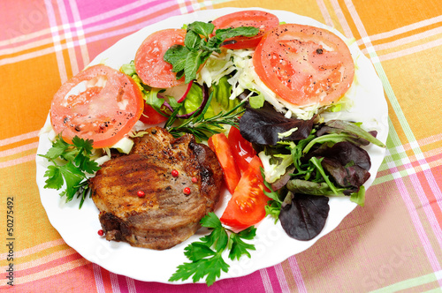 Photo: Grilled meat with salad Grilled meat with salad