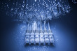 Fiber optics background with lots of light spots