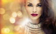 Portrait of attractive brunette lady with amazing look
