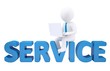 3d man with laptop sitting on the SERVICE