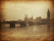 Vintage Retro Picture of Big Ben / Houses of Parliament (London)