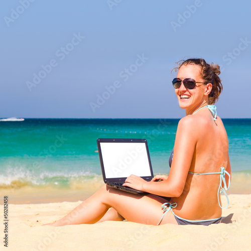 Photo: working on the beach working on the beach
