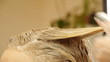 Closeup view during hair dyeing