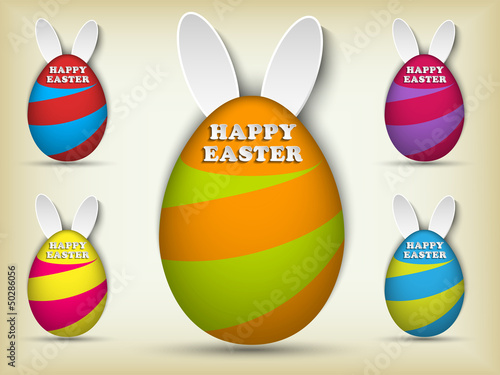 Vector: Happy Easter Rabbit Bunny Easter Egg Set Happy Easter Rabbit Bunny Easter Egg Set