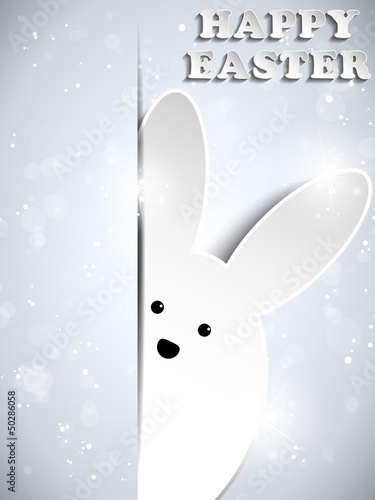 Vector: Happy Easter Silver Rabbit Shiny Metal Happy Easter Silver Rabbit Shiny Metal