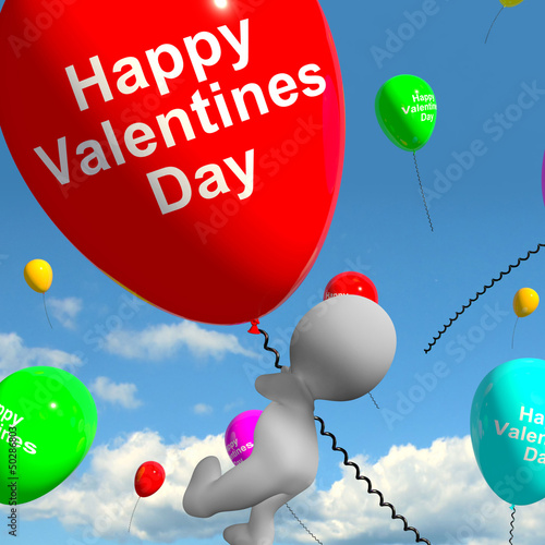 Illustration: Happy Valentines Day Balloons Showing Love And Affection Happy Valentines Day Balloons Showing Love And Affection