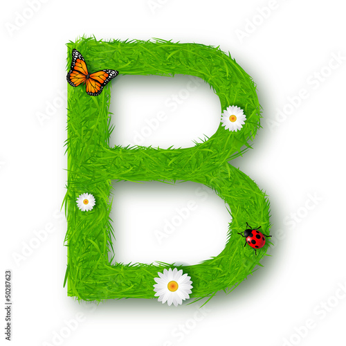 Vector: Grass letter B on white background Grass letter B on white background