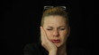 Unhappy woman with toothache