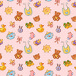 Baby toys cute cartoon set seamless pattern