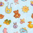 Baby toys cute cartoon set seamless pattern
