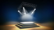 Illuminated music stage on a dark background. Seamless loop. HD.