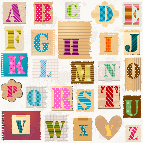 Vector: textured alphabet textured alphabet
