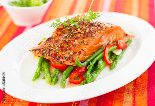 Photo: Salmon fillet with vegetables Salmon fillet with vegetables
