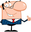 Smiling Business Manager Showing Thumbs Up