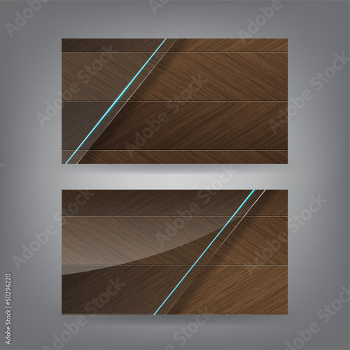 Vector: Wood and neon glass theme business card template Wood and neon glass theme business card template