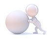Little man rolls a giant ball
