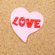 love heart on the cork background