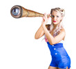Female sailor with telescope