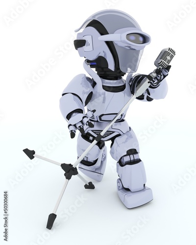 Illustration: Robot singing into a retro Mic Robot singing into a retro Mic