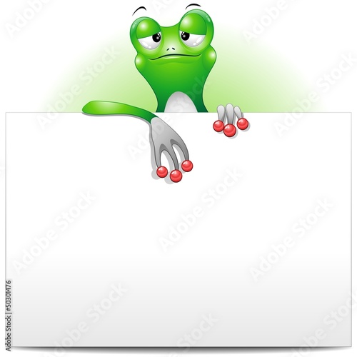 Vector: Frog Cartoon with White Panel-Rana con Pannello-Vector Frog Cartoon with White Panel-Rana con Pannello-Vector