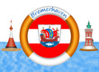 Illustration: Bremerhaven, Leuchtturm, Rettungsring Bremerhaven, Leuchtturm, Rettungsring