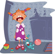 Crybaby The girl and toy rabbit