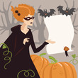 Young Woman in Halloween Witch Costume