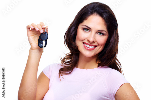 Photo: Woman with a car keys. Woman with a car keys.