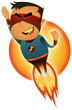 Comic Superhero Blasting Off