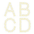 Letters ABCD composed from daisy flowers.