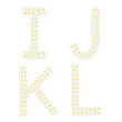 Letters IJKL composed from daisy flowers.