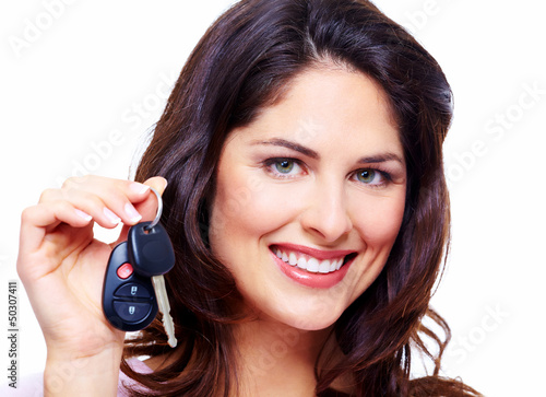 Photo: Woman with a car keys. Woman with a car keys.